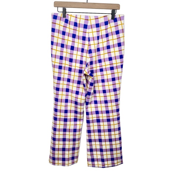 Anthropologie NWOT Maeve Susanna Flare Pants Medium Petite Crop Purple Plaid - Picture 10 of 16